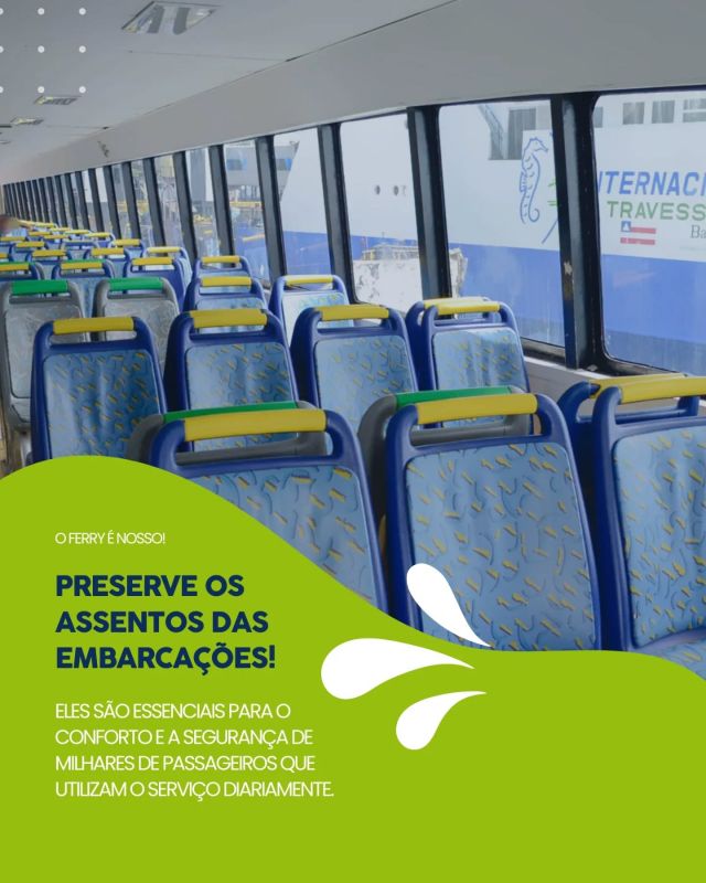 Cuidar do ferry é dever de todos, e isso inclui os assentos das embarcações. 🚢

Pequenas atitudes, como evitar colocar os pés nos assentos, não riscar ou sujá-los e utilizar as lixeiras corretamente, fazem uma grande diferença!

A colaboração é crucial para mantermos a qualidade e o conforto em nossas travessias. Contamos com você para cuidar do nosso ferry!

 #ferryboat #operacaosaojoao