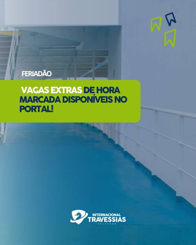 Garanta sua travessia com mais conforto e praticidade! A Internacional Travessias Salvador disponibilizou 640 vagas extras de Hora Marcada para o período e já estão à venda pelo portal www.internacionaltravessias.com.br. 

O usuário também pode agendar a travessia de veículos de passeio pelo SAC Digital no endereço www.sacdigital.ba.gov.br. 

✅ As vagas já estão disponíveis no site www.internacionaltravessias.com.br